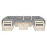 Set Divani da Giardino su Pallet 9 pz con Cuscini Legno Abete