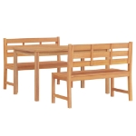 Set da Pranzo per Giardino 3 pz in Legno Massello di Teak