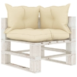 Set Divani da Giardino Pallet 6 pz con Cuscini Crema in Legno