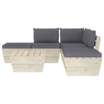 Set Divani da Giardino su Pallet 6 pz con Cuscini Legno Abete