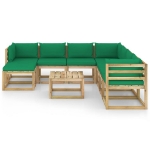 Set Divani da Giardino 9pz con Cuscini Legno di Pino Impregnato