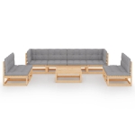 Set Divani da Giardino 9 pz con Cuscini Legno Massello di Pino