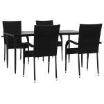 Set da Pranzo da Giardino 5 pz Nero in Polyrattan