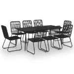 Set da Pranzo da Giardino 9 pz in Polyrattan e Vetro