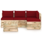 Set Divani da Giardino con Cuscini 5 pz Legno Impregnato Verde