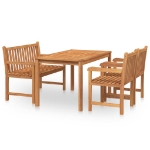 Set da Pranzo per Giardino 4 pz in Legno Massello di Teak