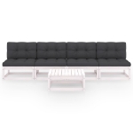 Set Divani da Giardino 5 pz con Cuscini Legno Massello di Pino