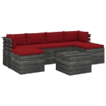 Set Divani da Giardino su Pallet 7 pz con Cuscini Massello Pino