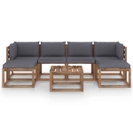 Set Divani Giardino su Pallet 7 pz con Cuscini Pino Impregnato