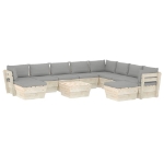 Set Divani da Giardino su Pallet 11 pz con Cuscini Legno Abete