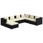 Set Salotto da Giardino 7 pz con Cuscini in Polyrattan Nero