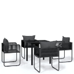 Set da Pranzo da Giardino 5 pz Nero