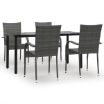 Set da Pranzo da Giardino 5 pz Grigio in Polyrattan