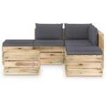 Set Divani da Giardino con Cuscini 6 pz Legno Impregnato Verde
