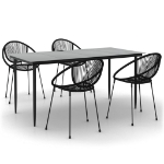 Set da Pranzo da Giardino 5 pz Nero in Rattan PVC