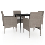 Set da Pranzo da Giardino 5 pz con Cuscini Beige e Nero