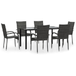 Set da Pranzo da Giardino 7 pz Grigio in Polyrattan