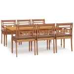 Set da Pranzo Giardino 7pz con Cuscini Legno Massello di Teak