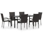 Set da Pranzo da Giardino 7 pz Marrone in Polyrattan