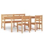 Set da Pranzo per Giardino 4 pz in Legno Massello di Teak