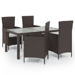 Set Mobili da Giardino 5 pz con Cuscini in Polyrattan Marrone