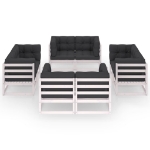 Set Divani da Giardino 8 pz con Cuscini Legno Massello Pino