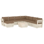 Set Divani da Giardino su Pallet 9 pz con Cuscini Legno Abete