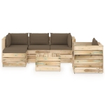 Set Divani da Giardino con Cuscini 6 pz Legno Impregnato Verde
