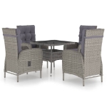 Set da Pranzo da Giardino 5 pz in Polyrattan e Vetro Grigio