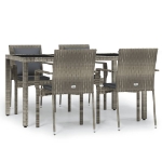 Set da Pranzo da Giardino 5 pz con Cuscini in Polyrattan Grigio