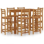 Set da Bar per Giardino 7 pz in Legno Massello di Acacia