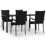 Set da Pranzo da Giardino 5 pz Nero in Polyrattan