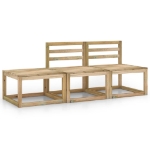 Set Salotto da Giardino 3 pz in Legno di Pino Impregnato Verde