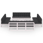 Set Divani da Giardino 13 pz con Cuscini Legno Massello di Pino