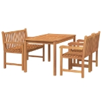 Set da Pranzo per Giardino 4 pz in Legno Massello di Teak