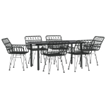 Set da Pranzo da Giardino 7 pz Nero in Polyrattan