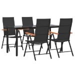 Set da Pranzo da Giardino 5 pz Nero e Marrone in Polyrattan