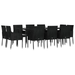 Set Mobili da Giardino 11 pz con Cuscini in Polyrattan Nero