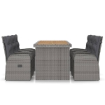 Set da Pranzo da Giardino 7 pz con Cuscini in Polyrattan Grigio