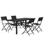 Set da Pranzo per Giardino 5 pz Grigio e Nero