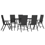 Set da Pranzo da Giardino 7 pz Nero in Polyrattan