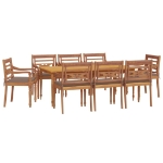 Set da Pranzo Giardino 9pz con Cuscini Legno Massello di Teak