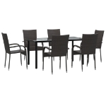 Set da Pranzo da Giardino 7 pz Marrone in Polyrattan