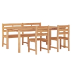 Set da Pranzo per Giardino 4 pz in Legno Massello di Teak