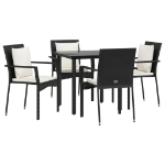 Set da Pranzo da Giardino 5 pz Nero con Cuscini in Polyrattan