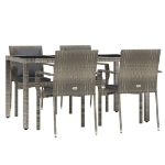 Set da Pranzo da Giardino 5 pz con Cuscini in Polyrattan Grigio