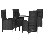 Set da Pranzo da Giardino 5 pz Nero con Cuscini in Polyrattan