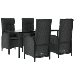 Set da Pranzo da Giardino 5 pz Nero con Cuscini in Polyrattan