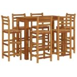 Set da Bar per Giardino 7 pz in Legno Massello di Acacia
