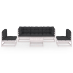 Set Divani da Giardino 6 pz con Cuscini Legno Massello di Pino